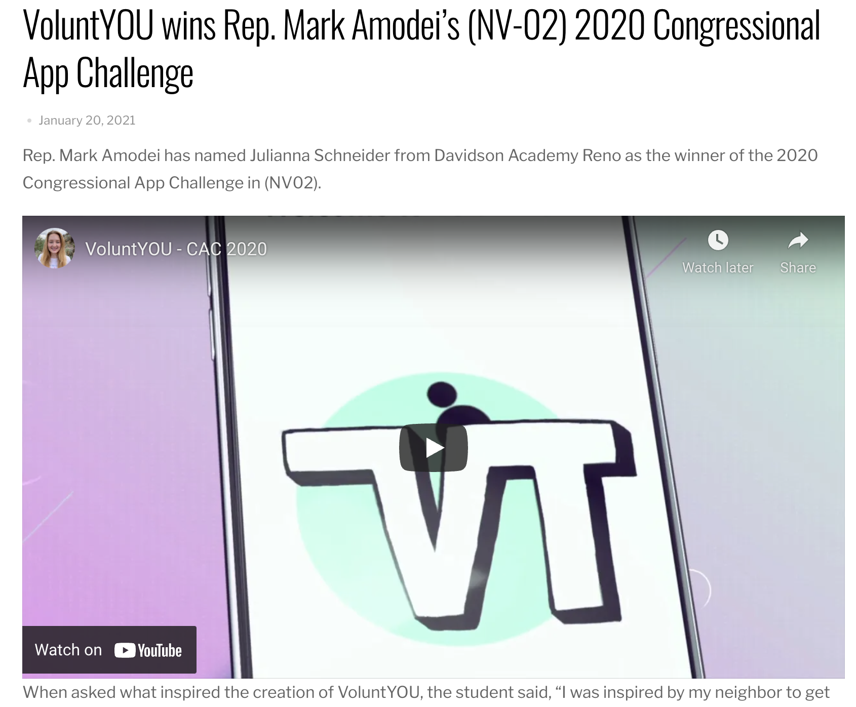 Congressional App Challenge Article